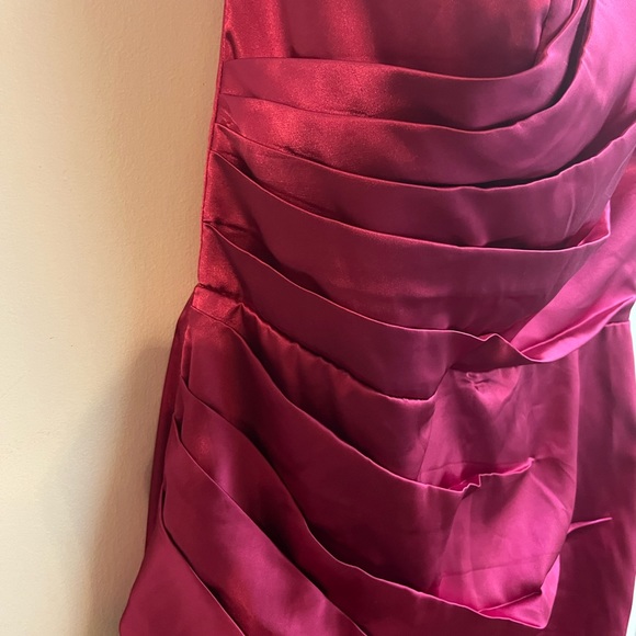 Satin One Shoulder Dress Long with Slit Ruched Mermaid Formal Evening Event Gown - Picture 5 of 10